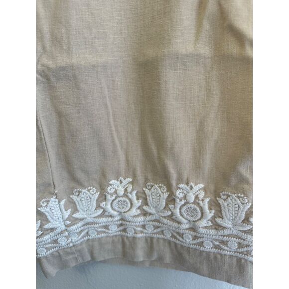 Talbots Linen Embroidered Country Club Casual Wide Leg Cropped Pants 10 - Picture 2 of 8